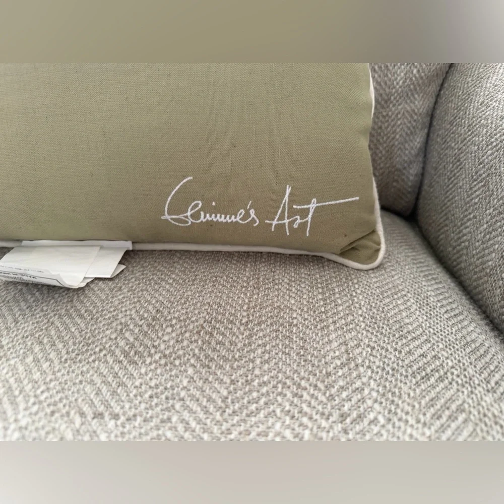 Floral Embroidered throw pillow by Geninne Zlatkis/ Cotton/Linen